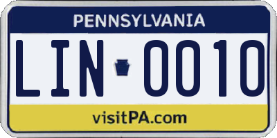 PA license plate LIN0010
