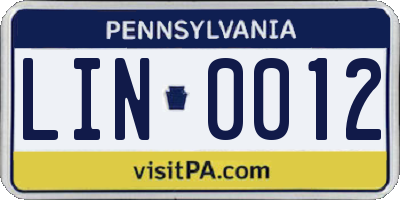 PA license plate LIN0012