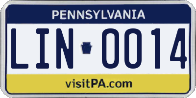 PA license plate LIN0014