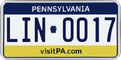 PA license plate LIN0017