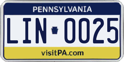 PA license plate LIN0025