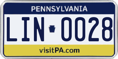 PA license plate LIN0028