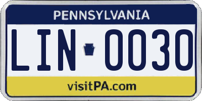PA license plate LIN0030