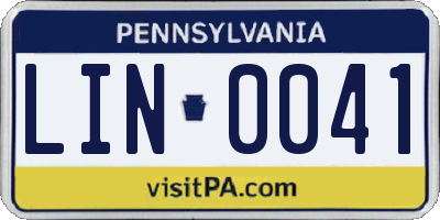PA license plate LIN0041
