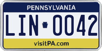 PA license plate LIN0042