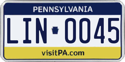 PA license plate LIN0045