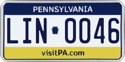 PA license plate LIN0046