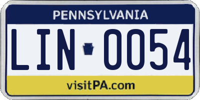 PA license plate LIN0054
