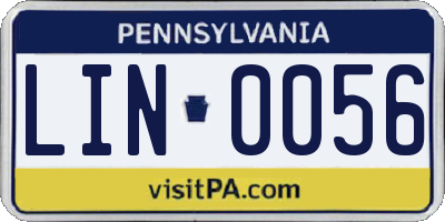 PA license plate LIN0056