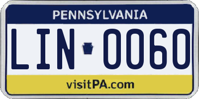 PA license plate LIN0060