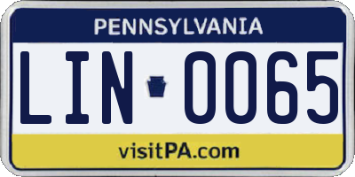 PA license plate LIN0065