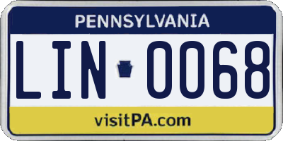 PA license plate LIN0068