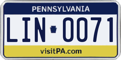 PA license plate LIN0071