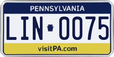 PA license plate LIN0075