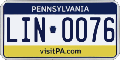 PA license plate LIN0076