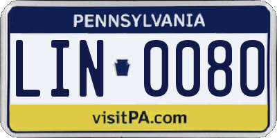 PA license plate LIN0080