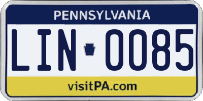PA license plate LIN0085