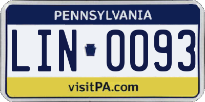 PA license plate LIN0093