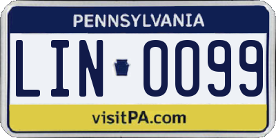 PA license plate LIN0099