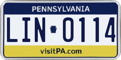 PA license plate LIN0114