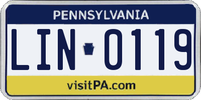 PA license plate LIN0119