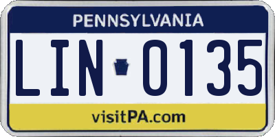 PA license plate LIN0135