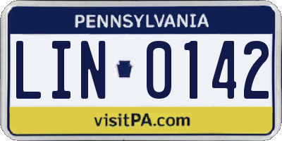 PA license plate LIN0142