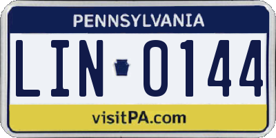 PA license plate LIN0144