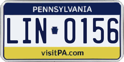 PA license plate LIN0156