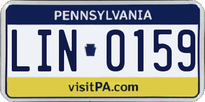 PA license plate LIN0159