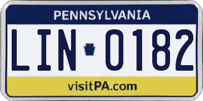PA license plate LIN0182