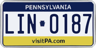 PA license plate LIN0187