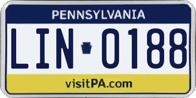 PA license plate LIN0188