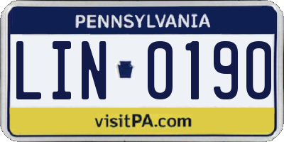 PA license plate LIN0190