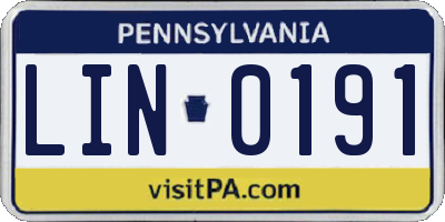 PA license plate LIN0191