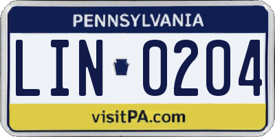 PA license plate LIN0204