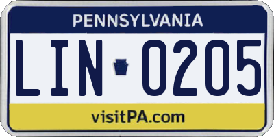 PA license plate LIN0205