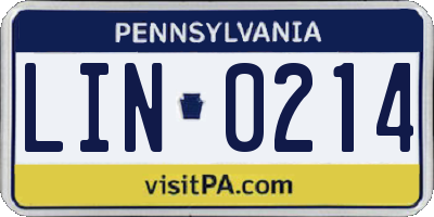 PA license plate LIN0214