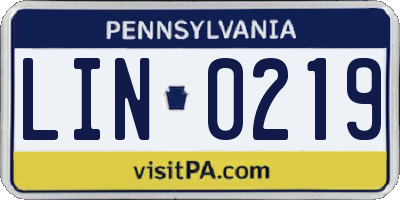 PA license plate LIN0219