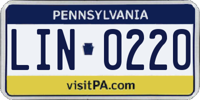 PA license plate LIN0220