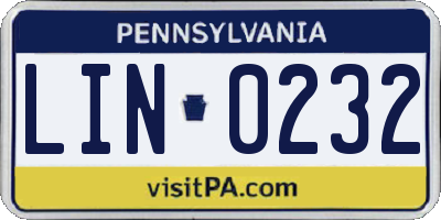 PA license plate LIN0232
