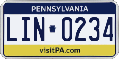 PA license plate LIN0234