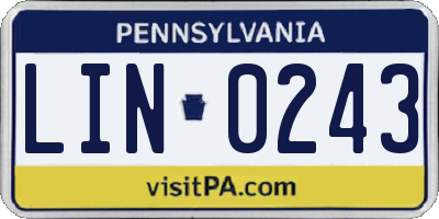 PA license plate LIN0243