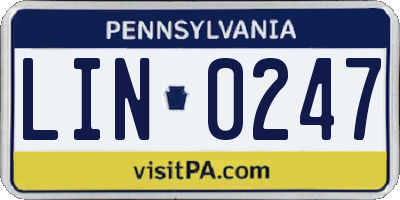 PA license plate LIN0247