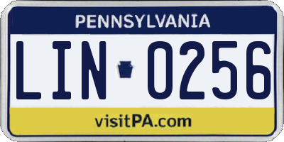 PA license plate LIN0256
