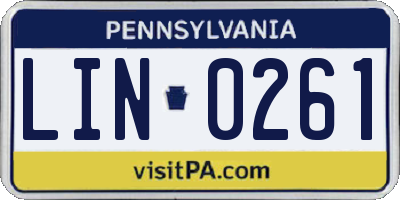 PA license plate LIN0261