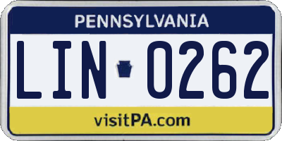 PA license plate LIN0262