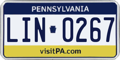 PA license plate LIN0267