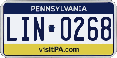 PA license plate LIN0268