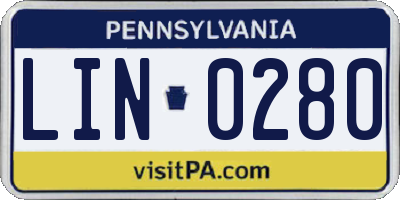 PA license plate LIN0280